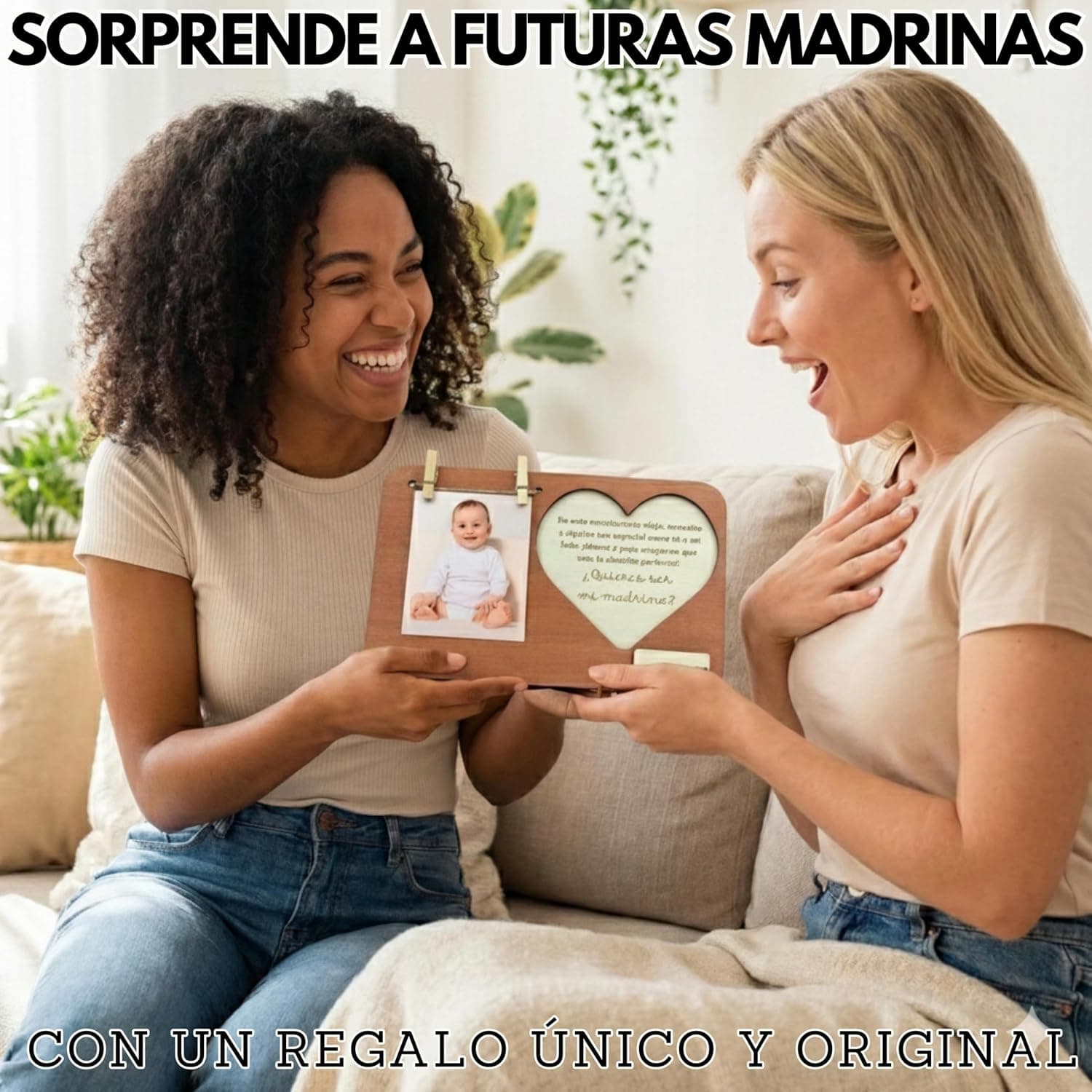 Marco de Madera para Proponer Ser Madrina, con Foto de Bebé, foto 2