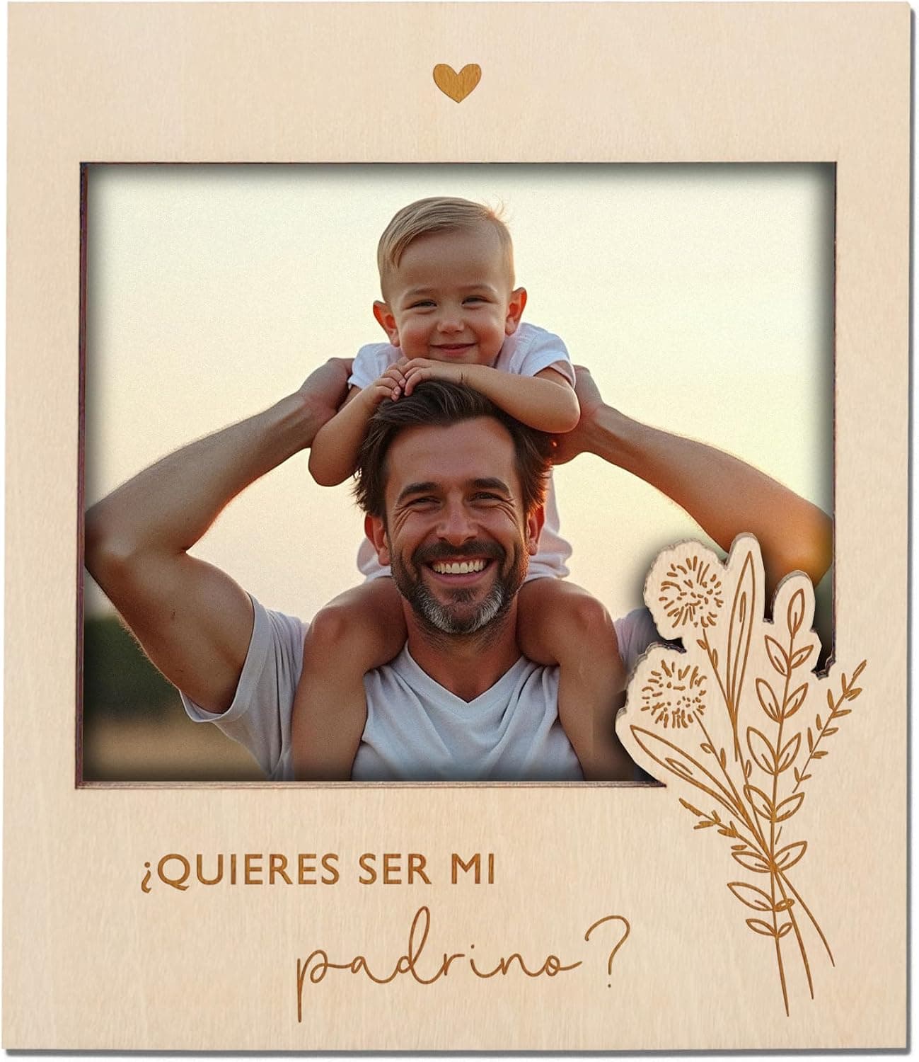 Marco de fotos con el mensaje "¿Quieres ser mi padrino?" para una foto compartida