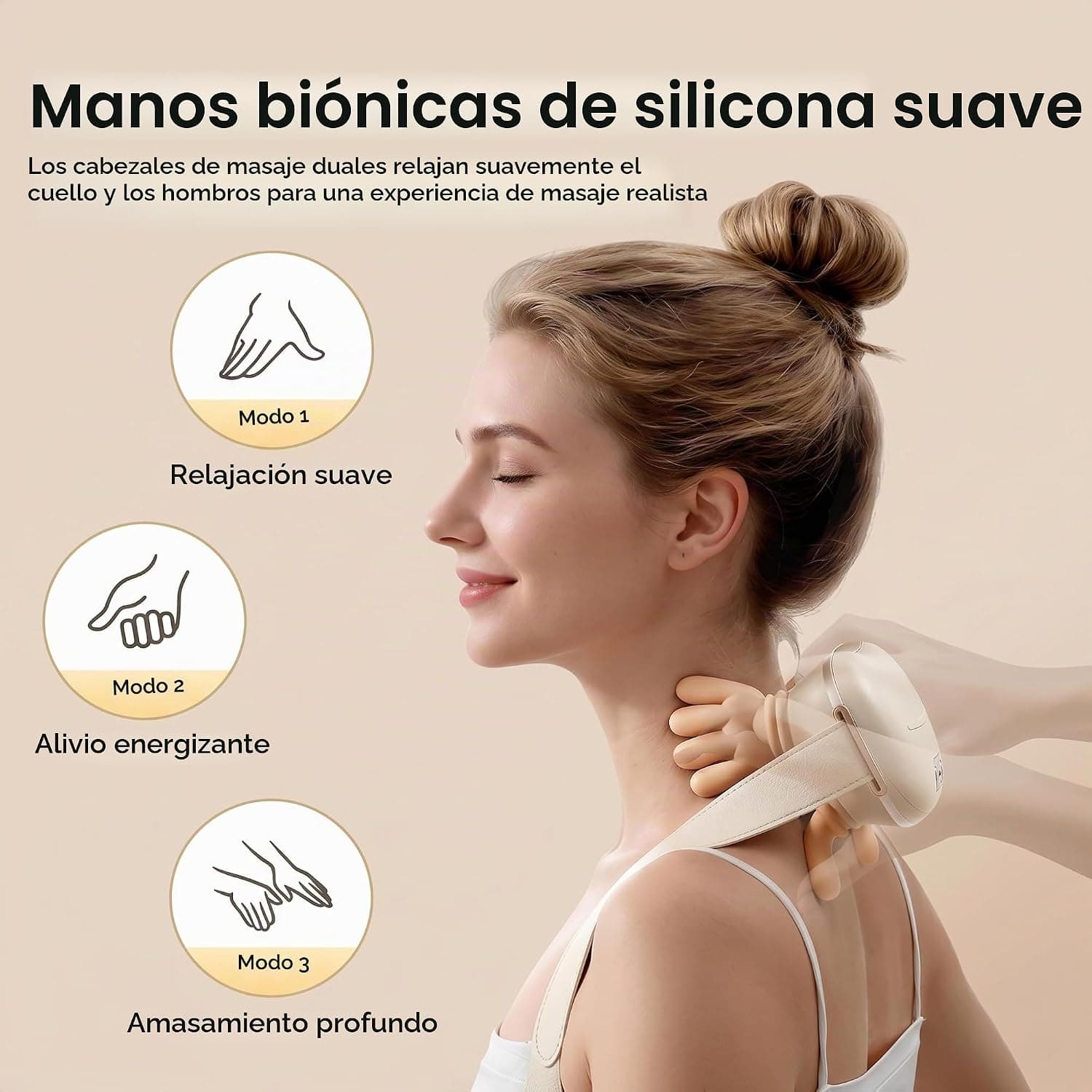 Masajeador de cuello 4D con calor, inalámbrico, foto 2