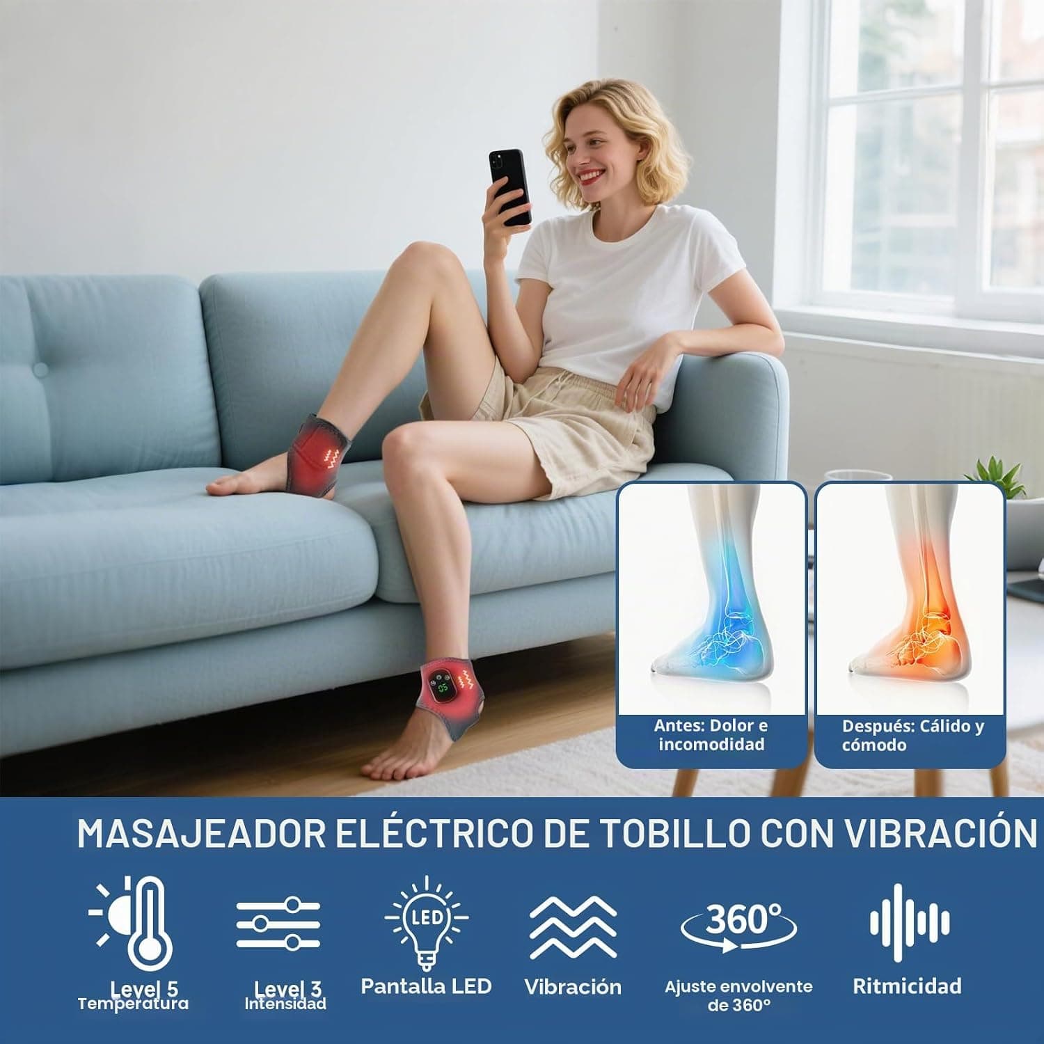 Masajeador eléctrico de pies y tobillos con calor, foto 2