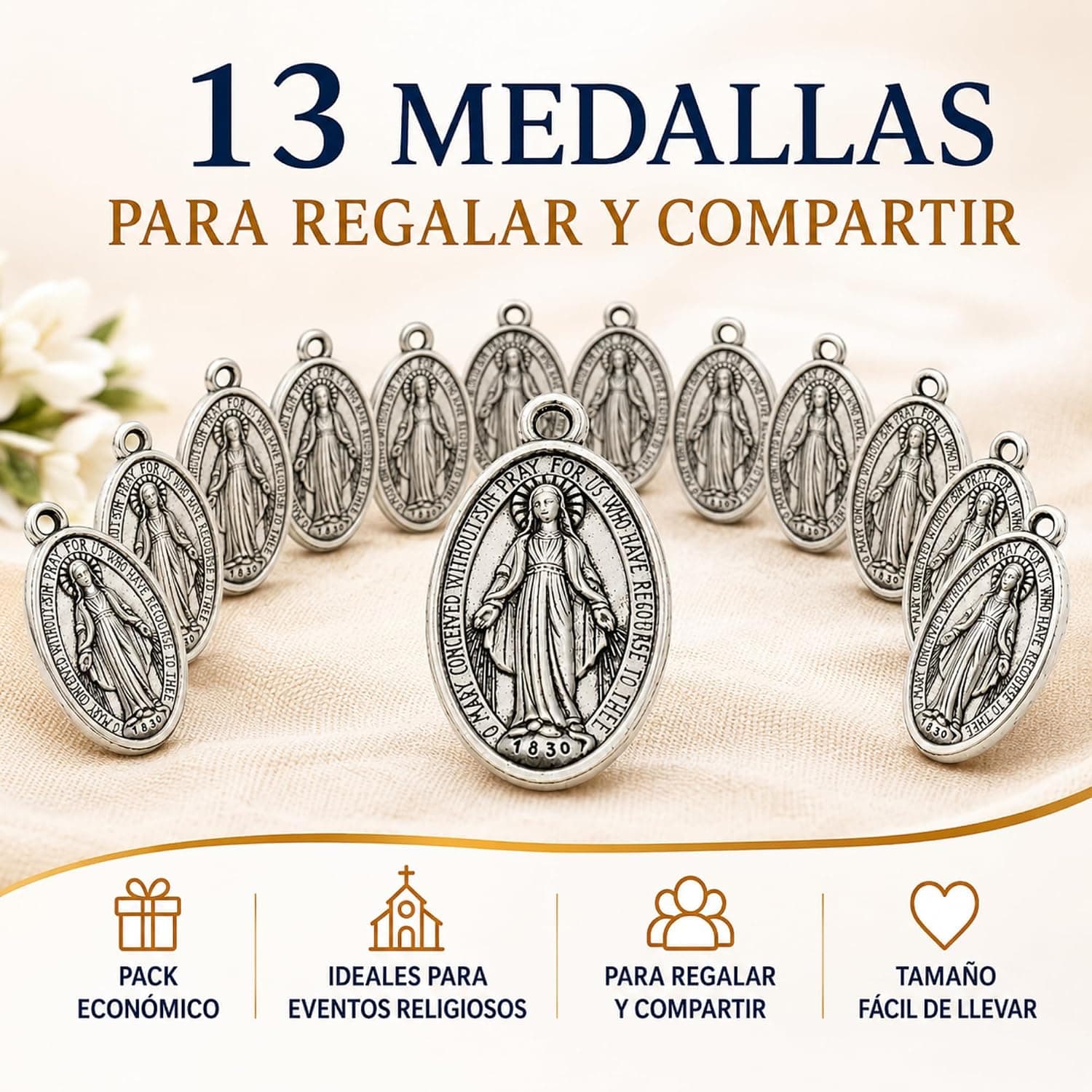 Lote de 13 medallas de la Virgen Milagrosa, foto 2