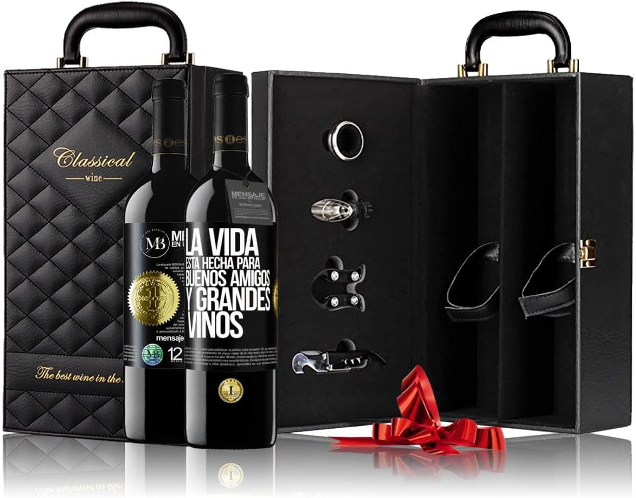 Maletín con dos vinos y etiqueta personalizada, foto 3