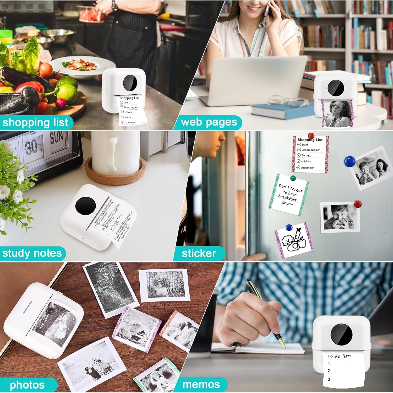 Fotos impresas con la mini impresora térmica portátil