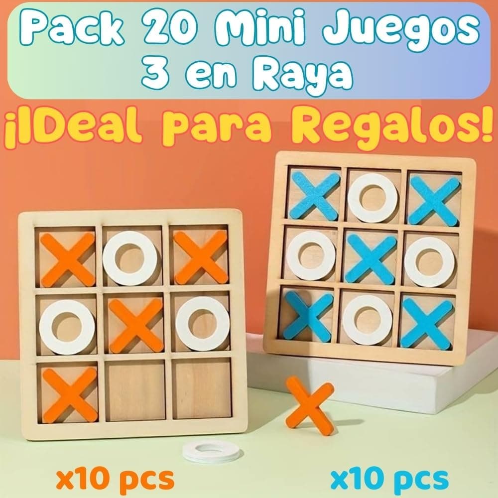 Pack de 20 mini juegos de tres en raya de madera, foto 2