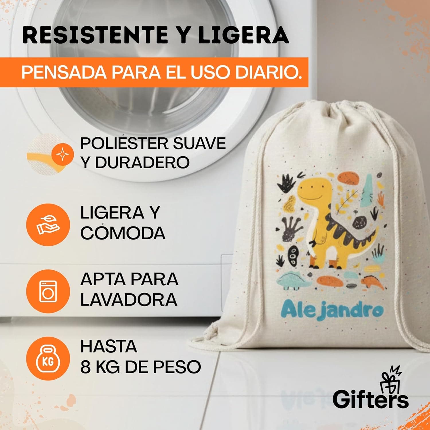 Mochila de Cuerdas Personalizada con Dinosaurio, Bolsa Bebé, foto 3