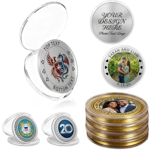 Moneda personalizada con foto y estuche acrílico