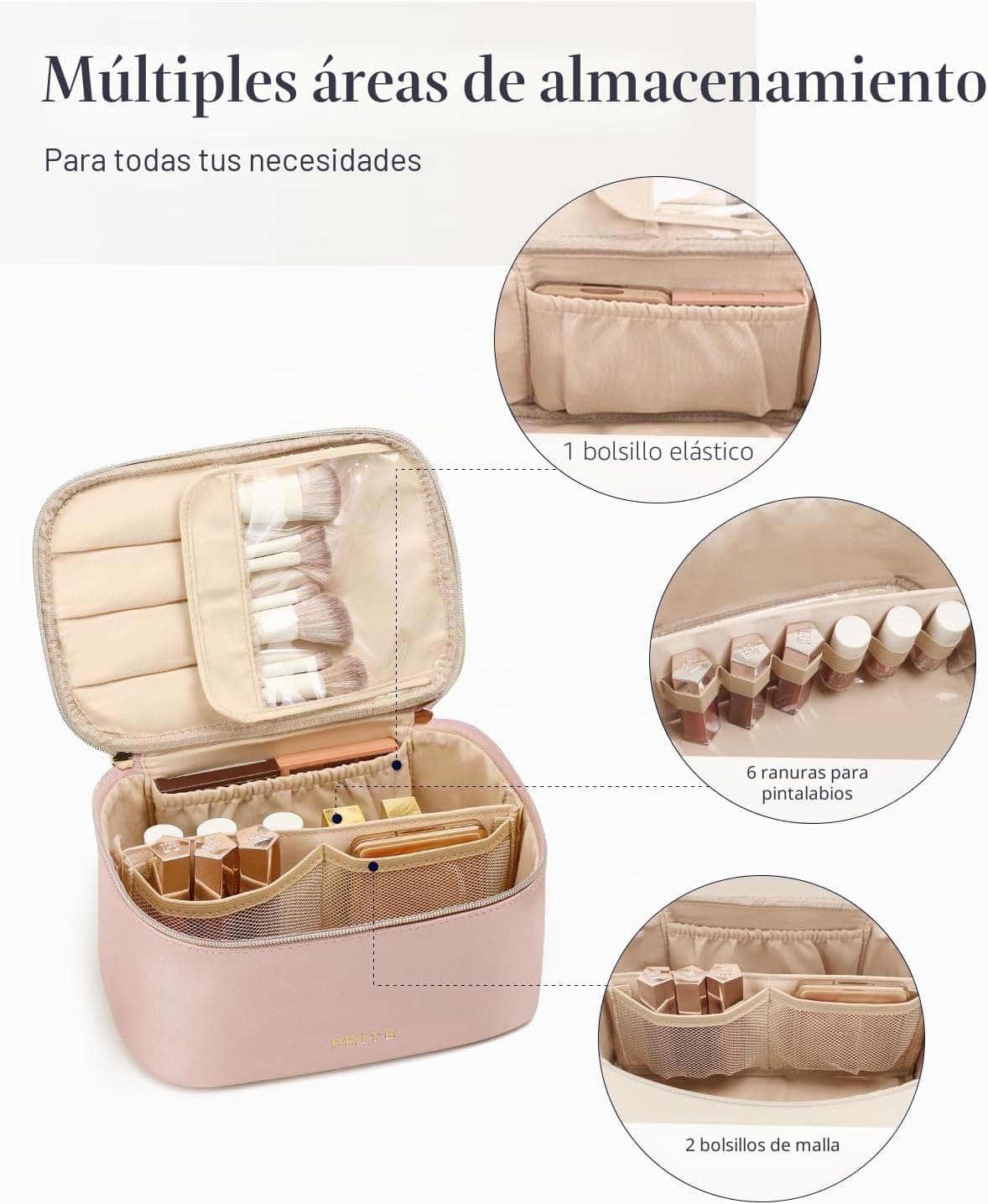 Neceser cosmético Prite con bolsillo para brochas, foto 3