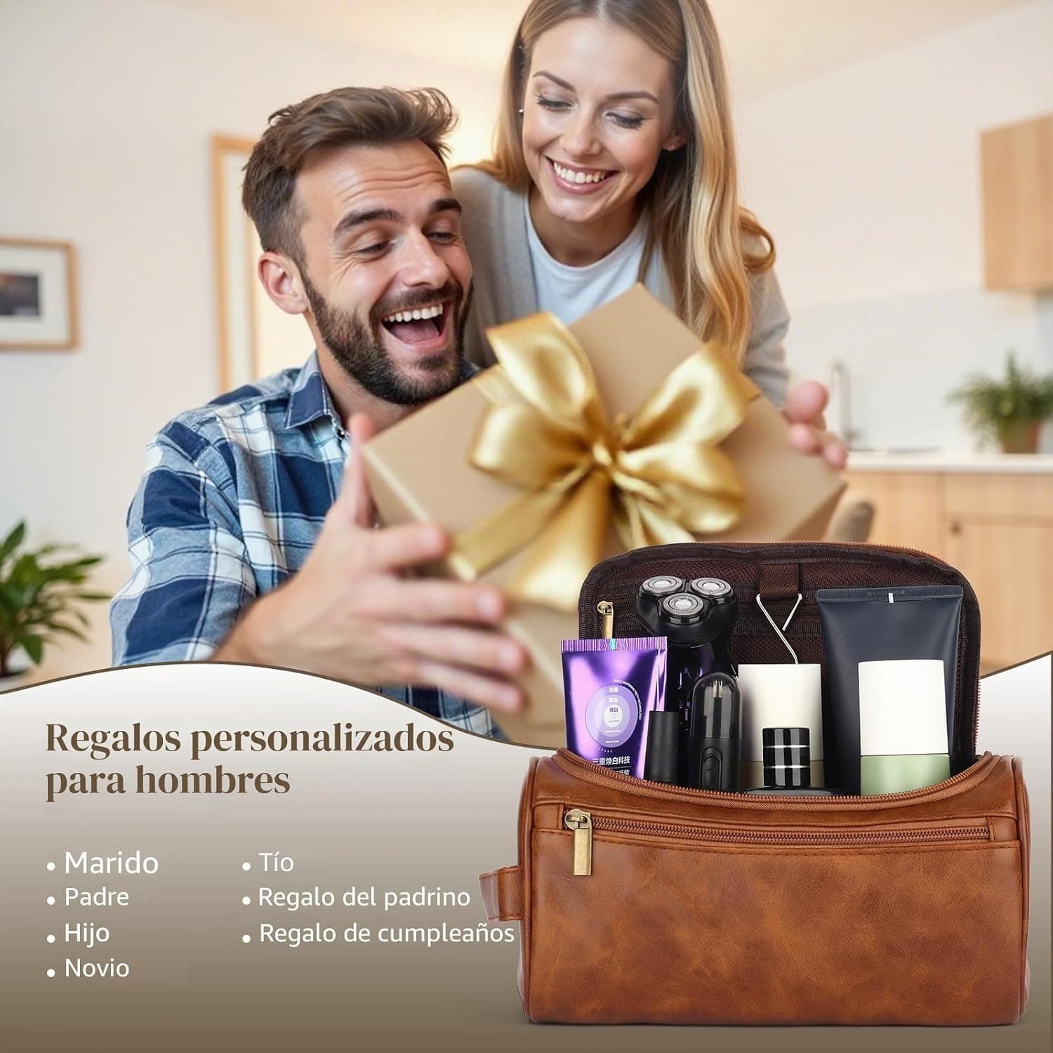 Neceser de cuero personalizado con inicial, CGFN, foto 3