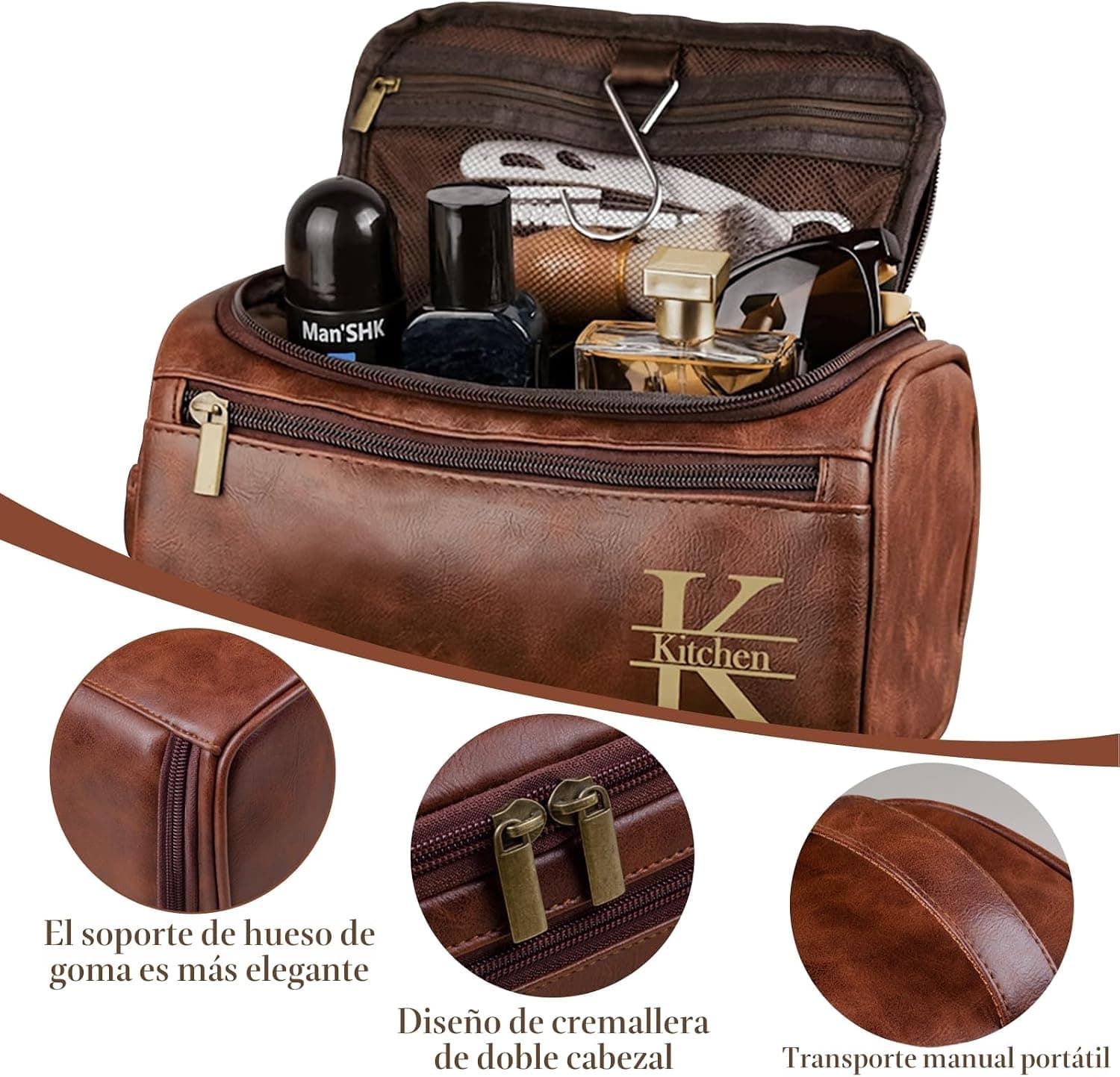 Neceser de cuero personalizado con kit de afeitado, foto 3