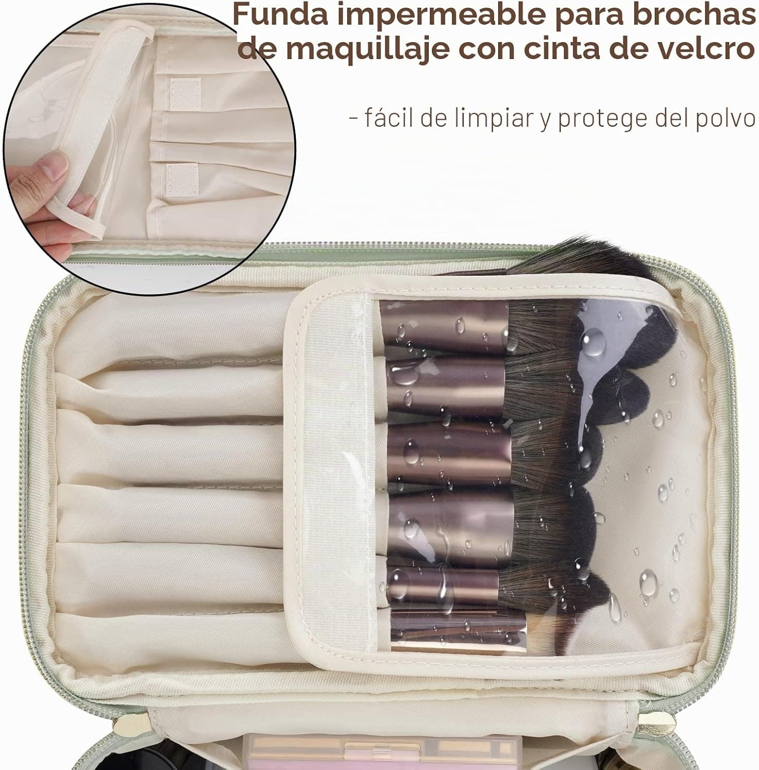 Neceser de cuero vegano Wandering Nature con porta brochas, foto 2