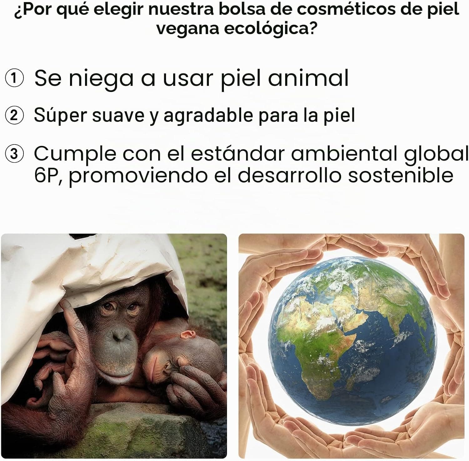 Neceser de cuero vegano Wandering Nature con porta brochas, foto 3