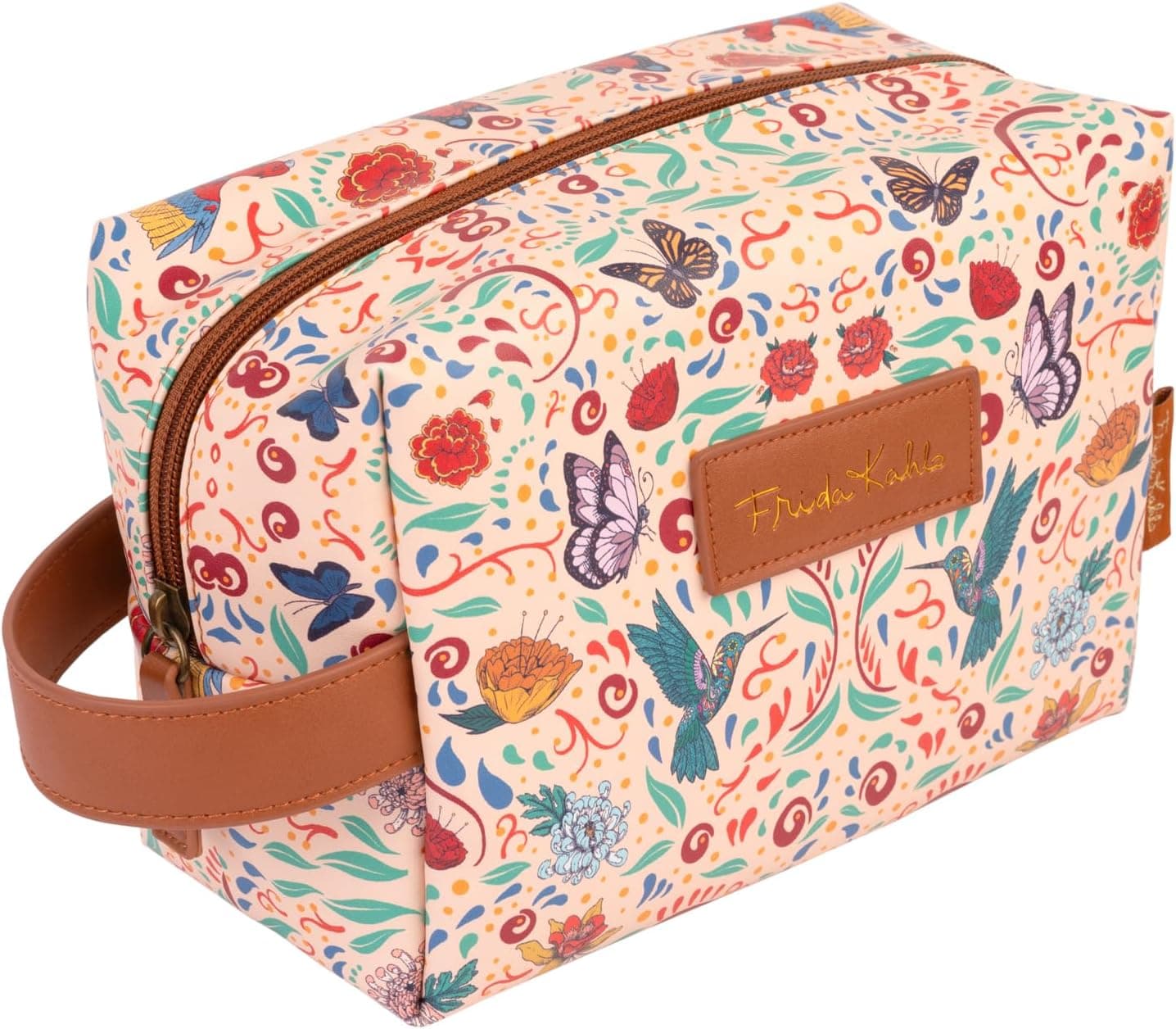Neceser redondo con estampado floral de Frida Kahlo, de Grupo Erik