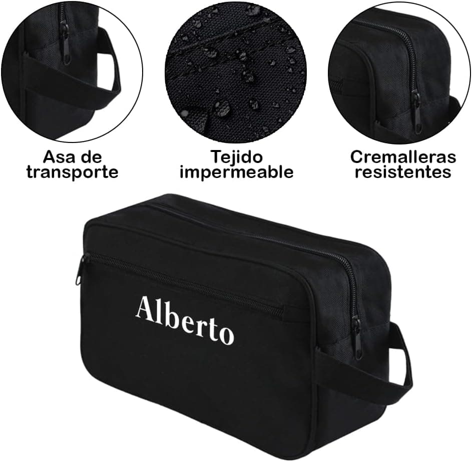 Neceser personalizado negro con nombre para hombre, foto 2