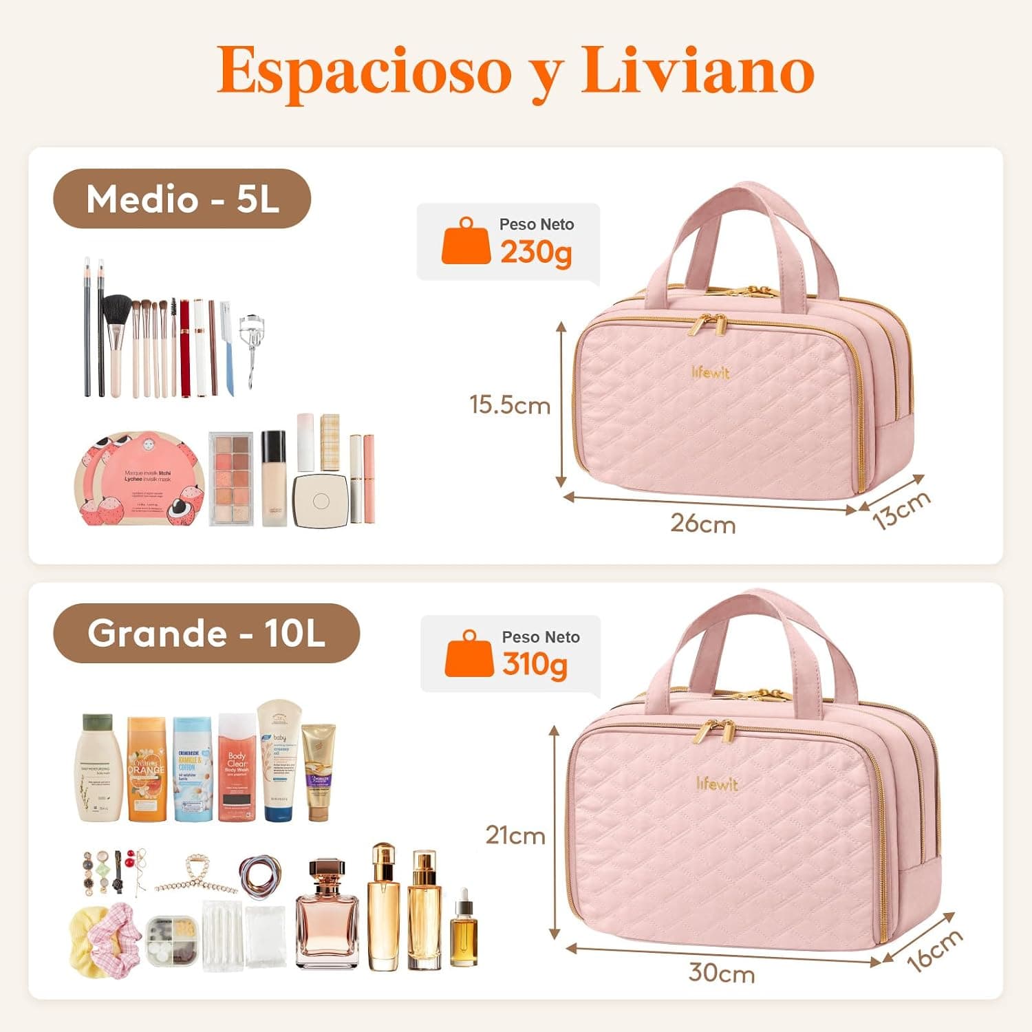 Neceser de viaje Lifewit con separador de húmedo y seco, foto 2