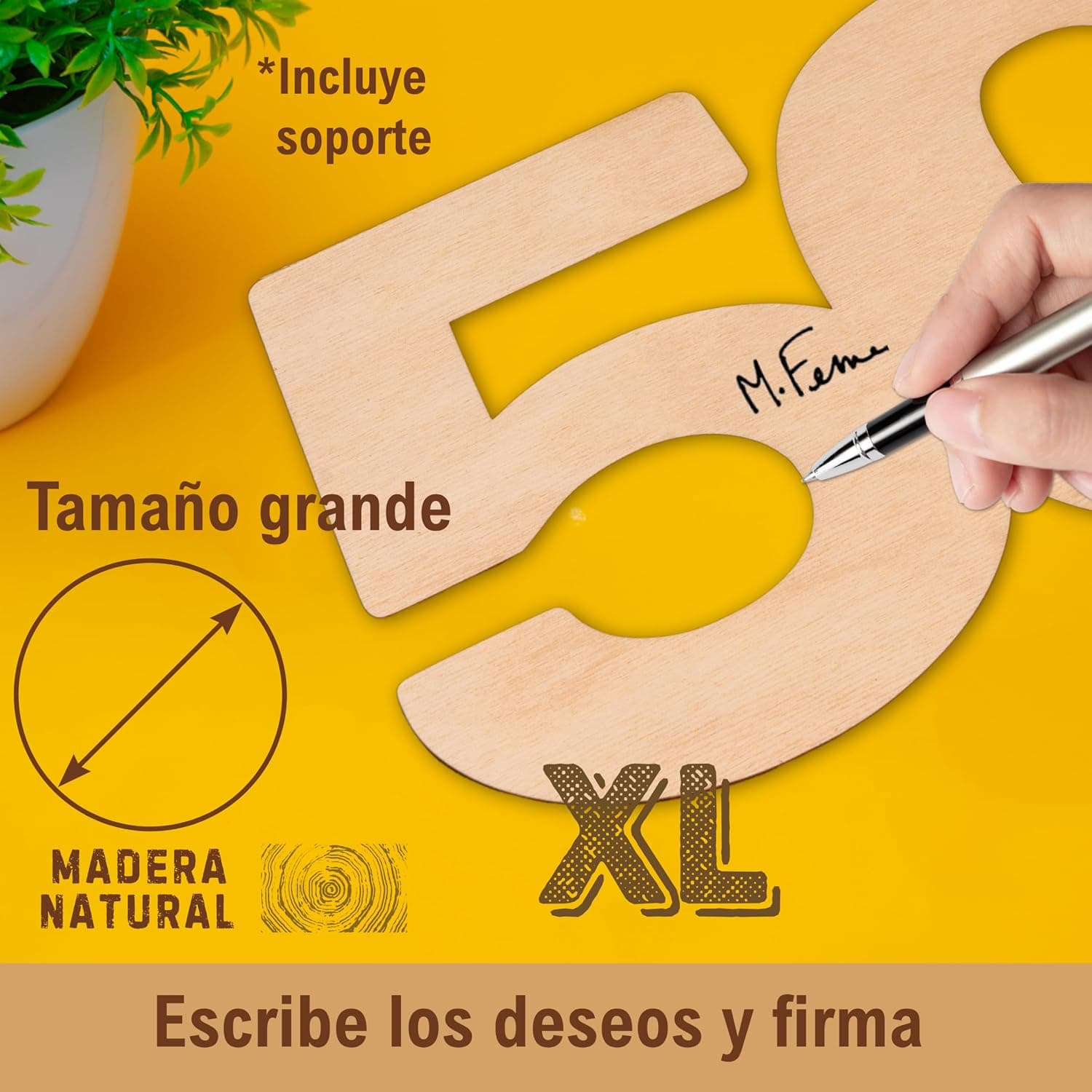 Número de Madera XL 50 para Bodas de Oro CUBIBOO, foto 3