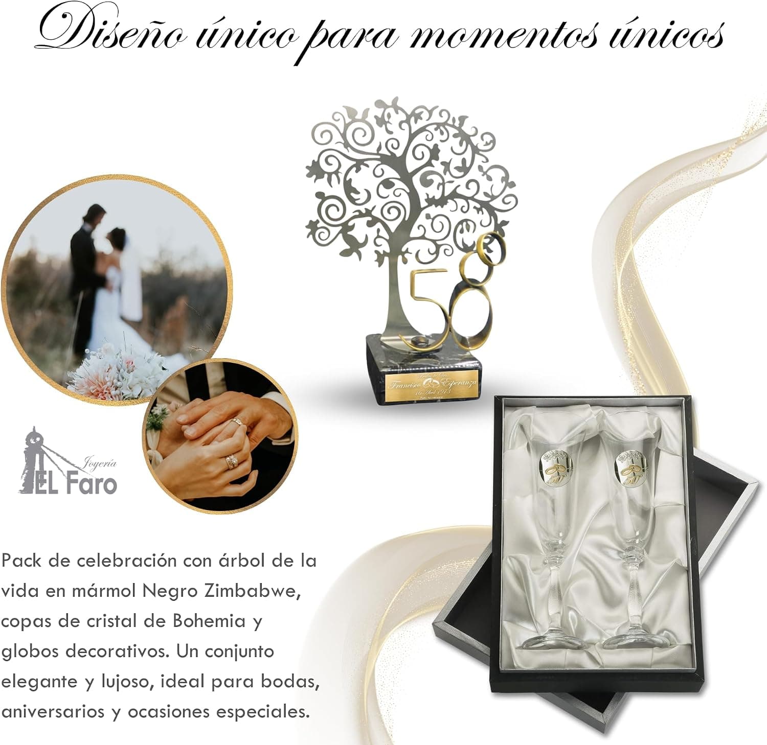Pack Árbol, Copas Grabadas y Globos, Bodas de Oro, foto 3