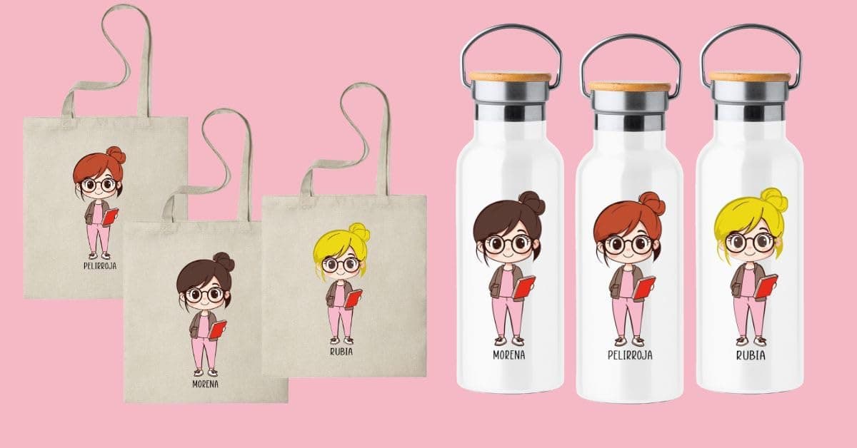 Pack de botella térmica y bolsa personalizada para profesora, foto 3