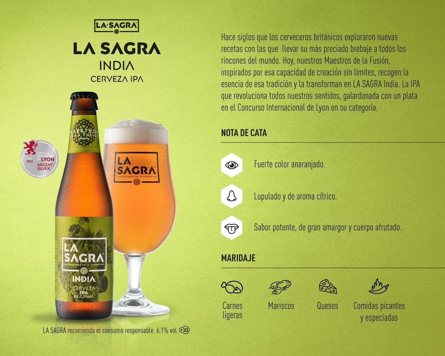 Ficha de cata de La Sagra Castiza, la rubia premium, sobre fondo verde oscuro