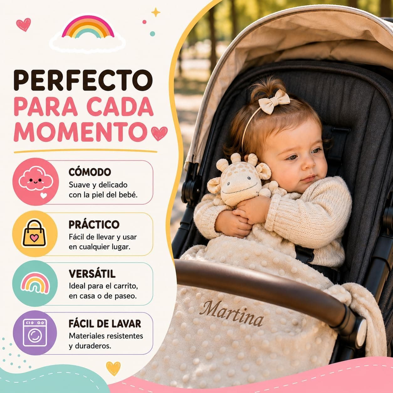 Pack de manta y doudou personalizados para bebé, de SticTag, foto 3