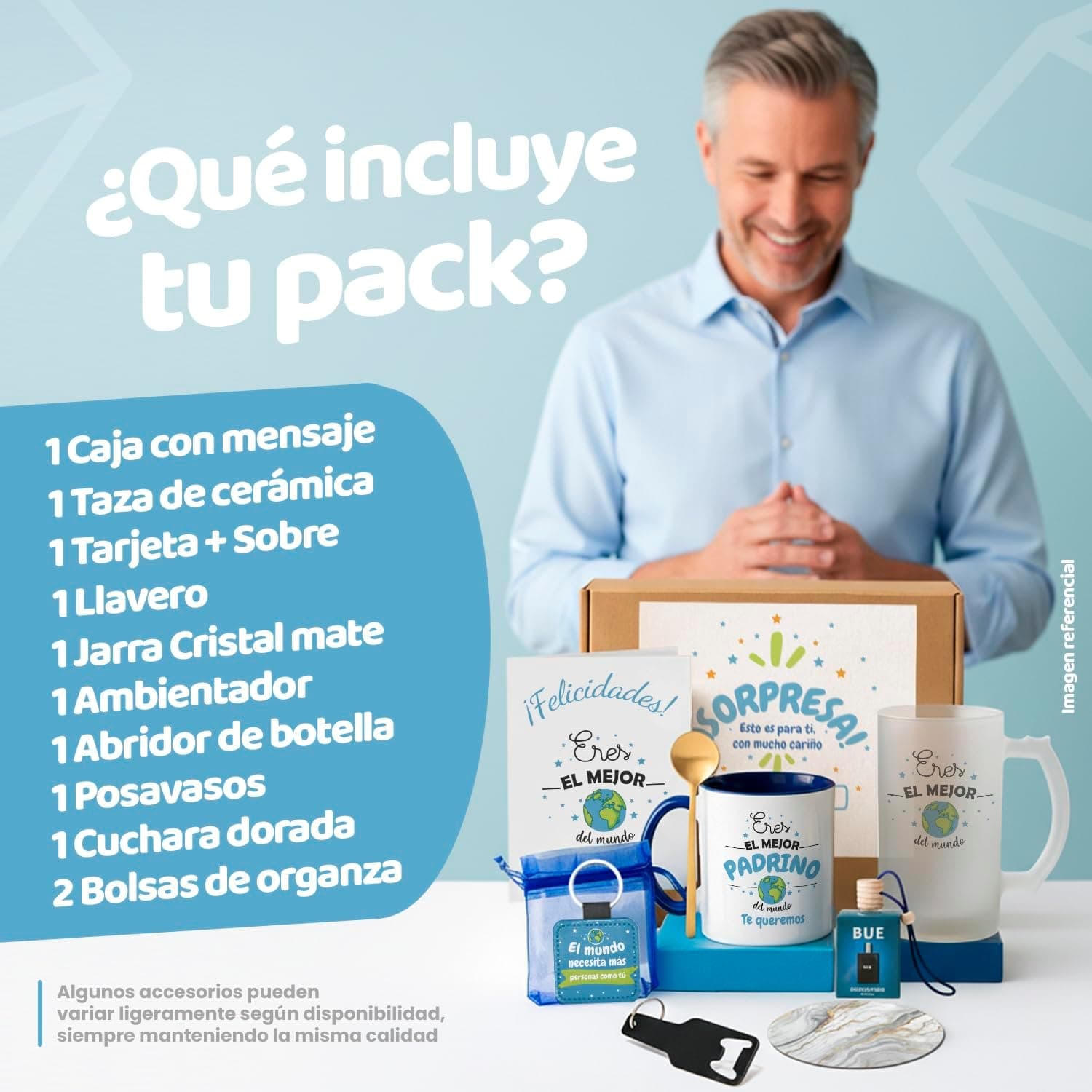 Kembilove Pack Regalo Padrino con Jarra Cervecera y Taza Personalizada, foto 2