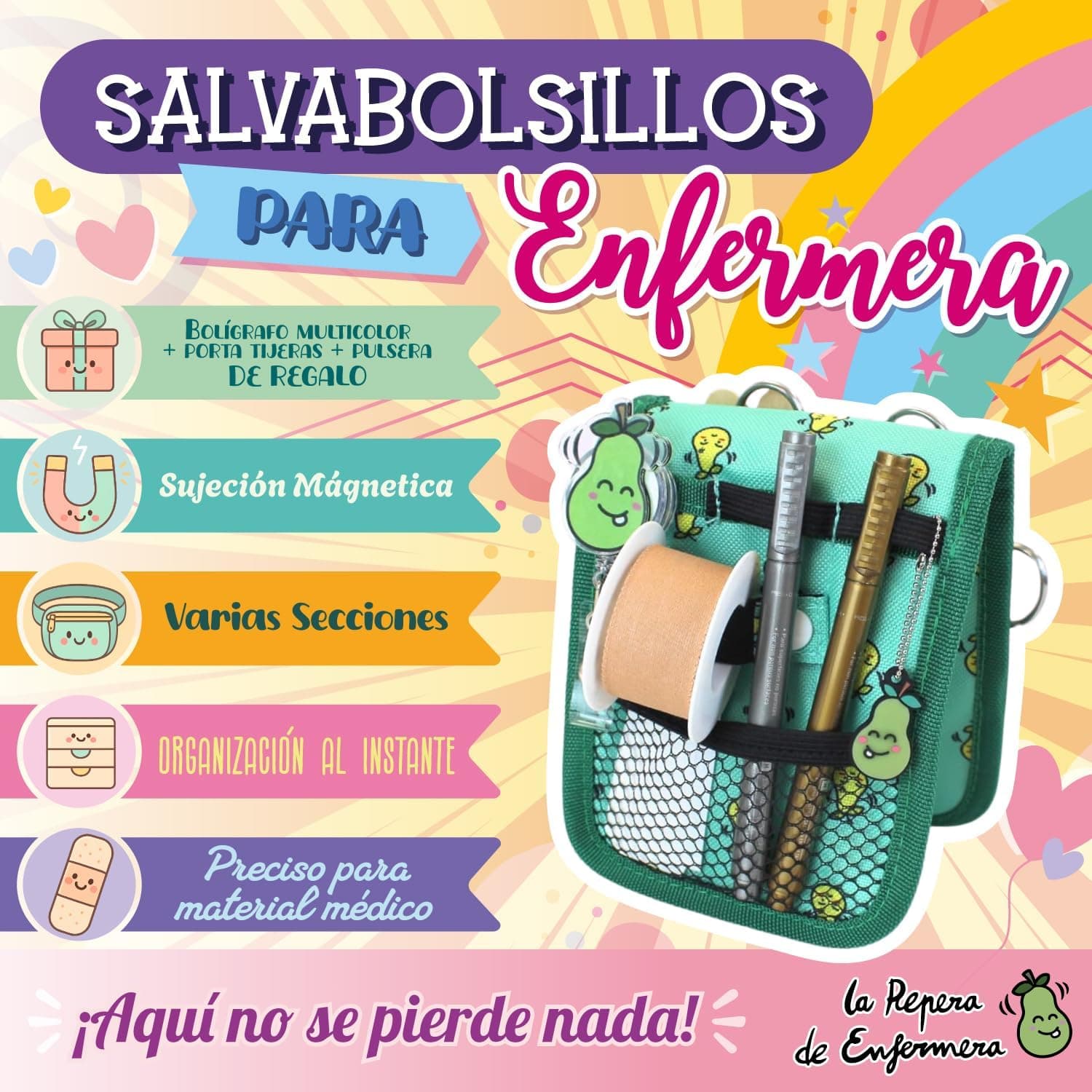 Pack de salvabolsillos, porta tijeras, bolígrafo y pulsera para enfermera, foto 3