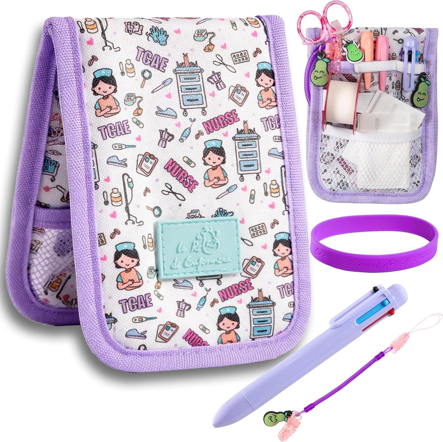 Pack de salvabolsillos, porta tijeras, bolígrafo y pulsera para enfermera