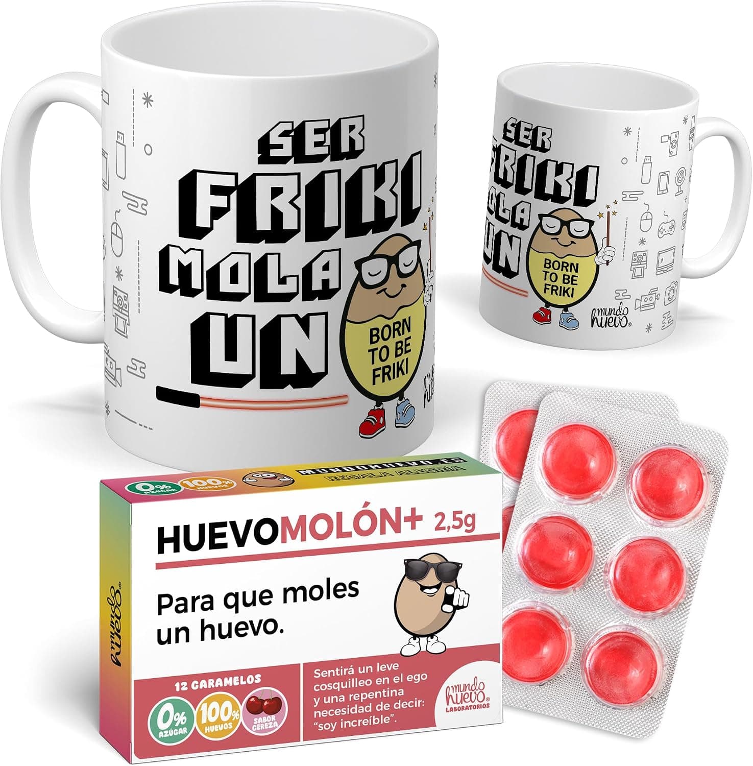Pack de taza friki con bolsa de caramelos