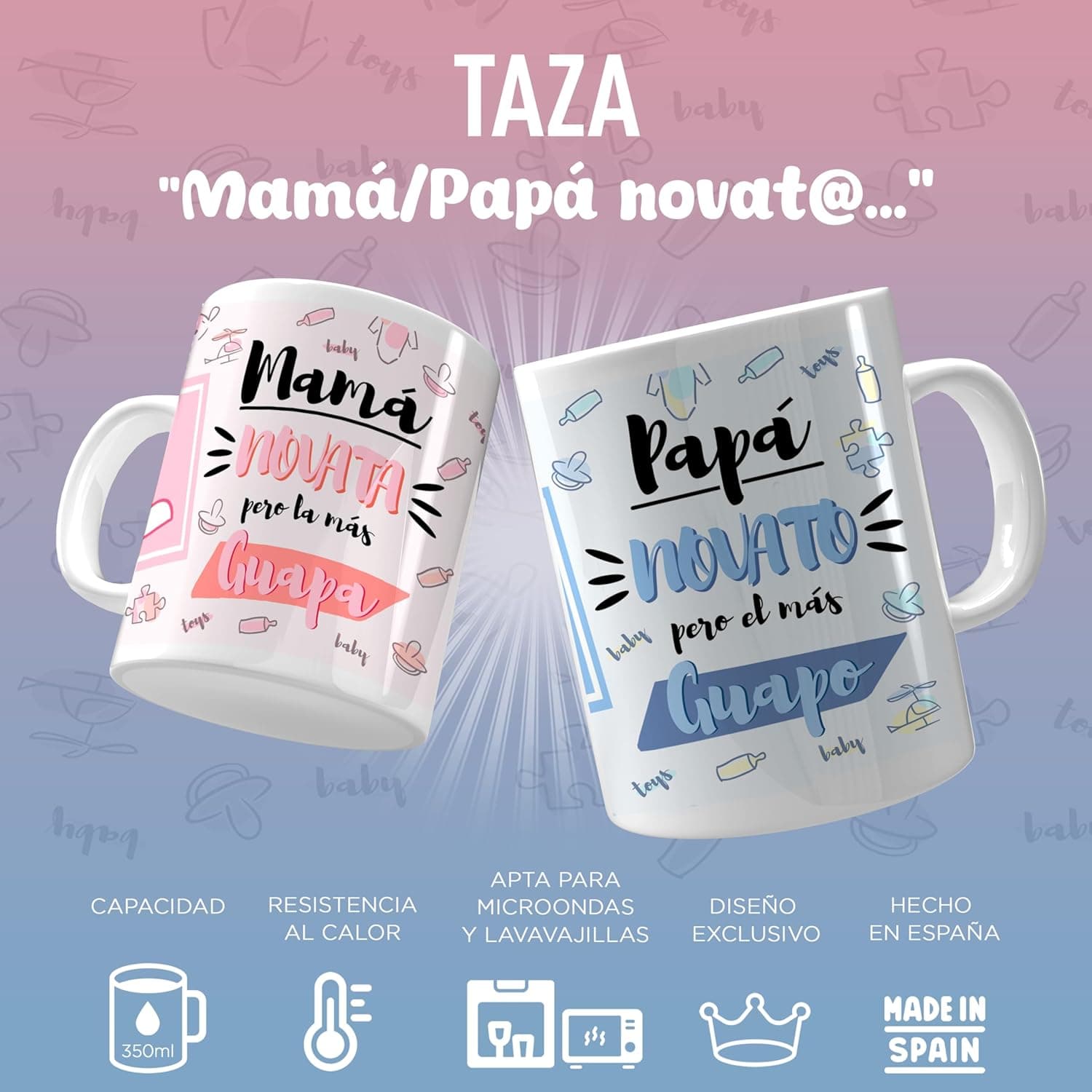 LINFORMAL Pack de Tazas "Mamá y Papá Novat@s", foto 2