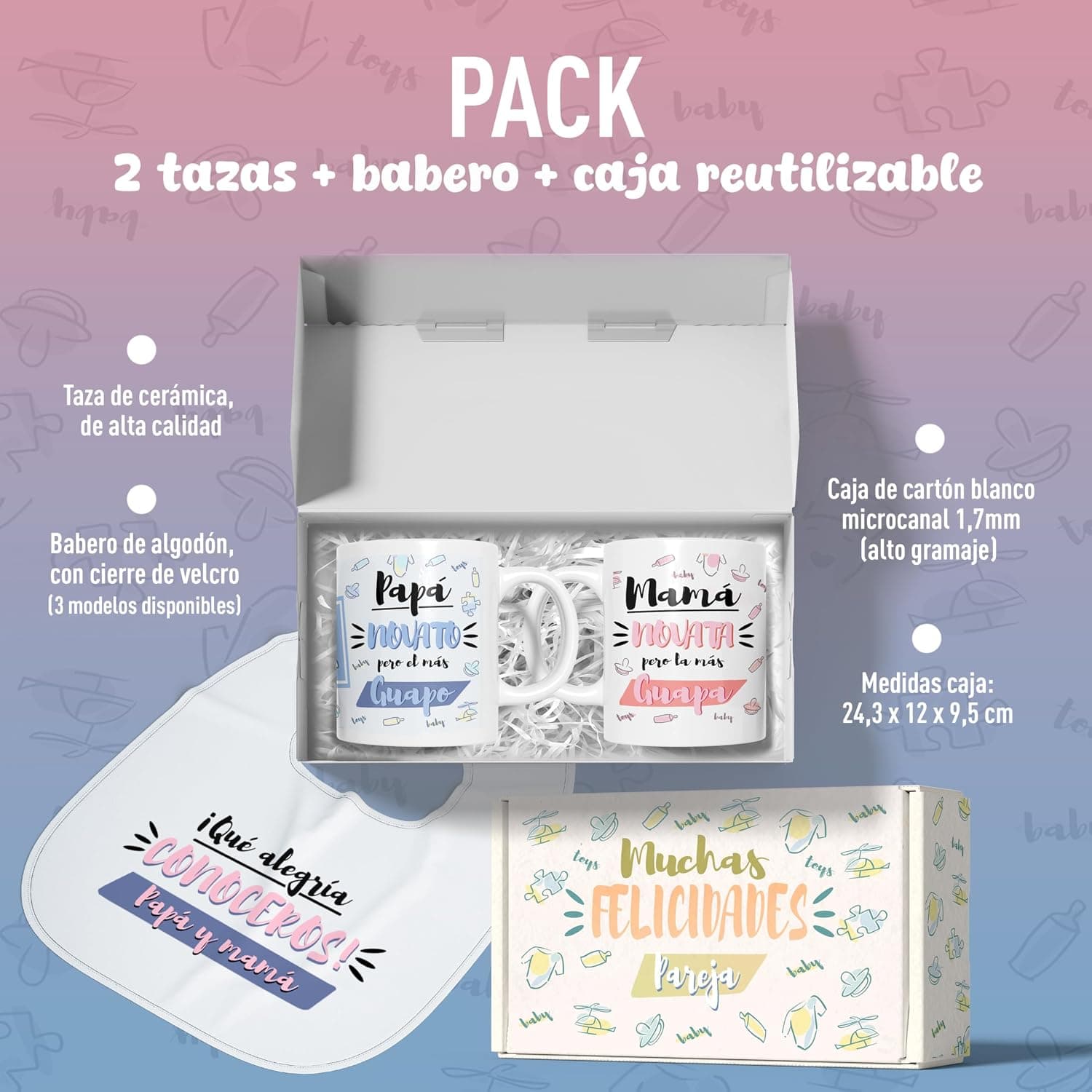 LINFORMAL Pack de Tazas "Mamá y Papá Novat@s", foto 3