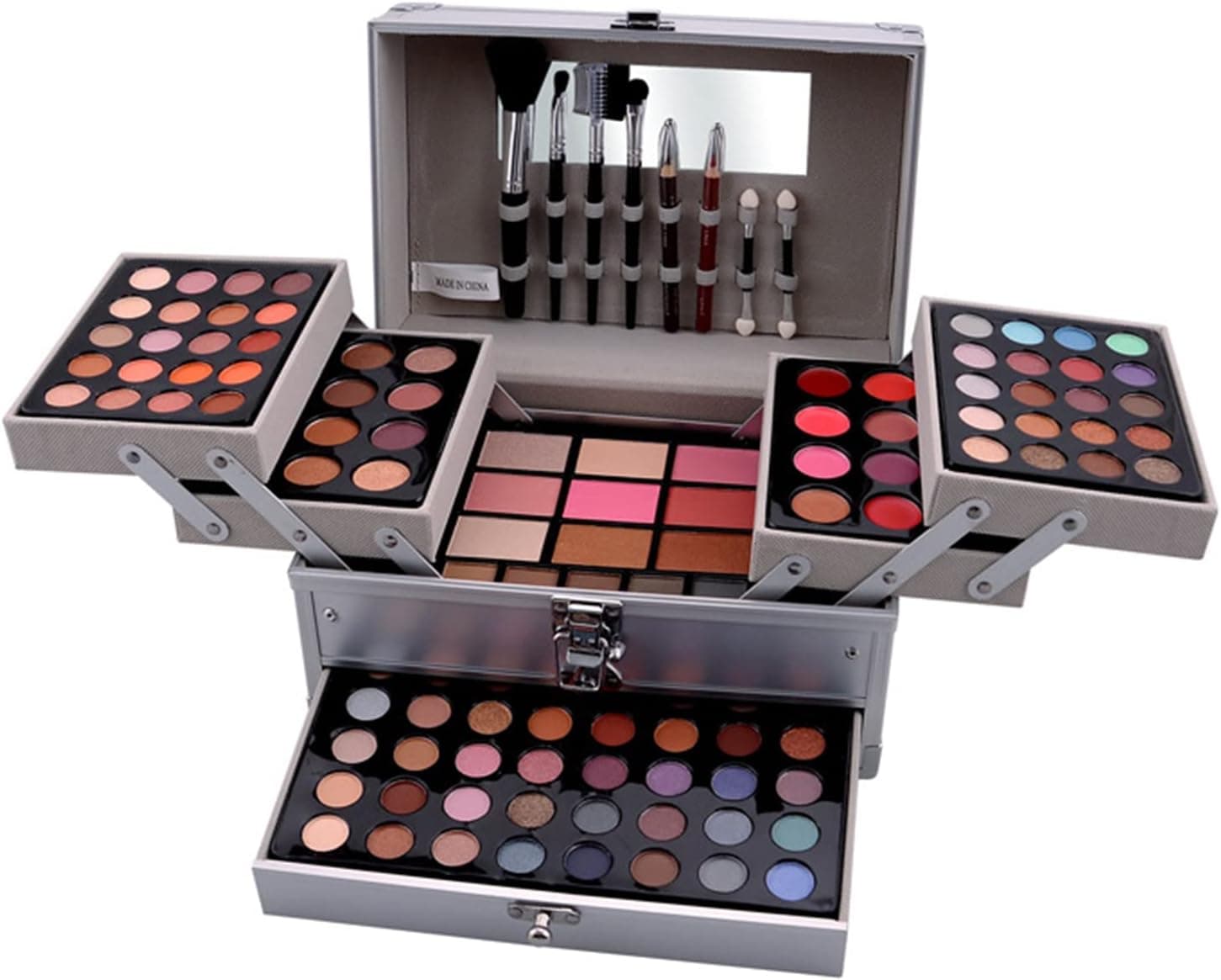 Paleta de maquillaje completa JasCherry en su caja de viaje