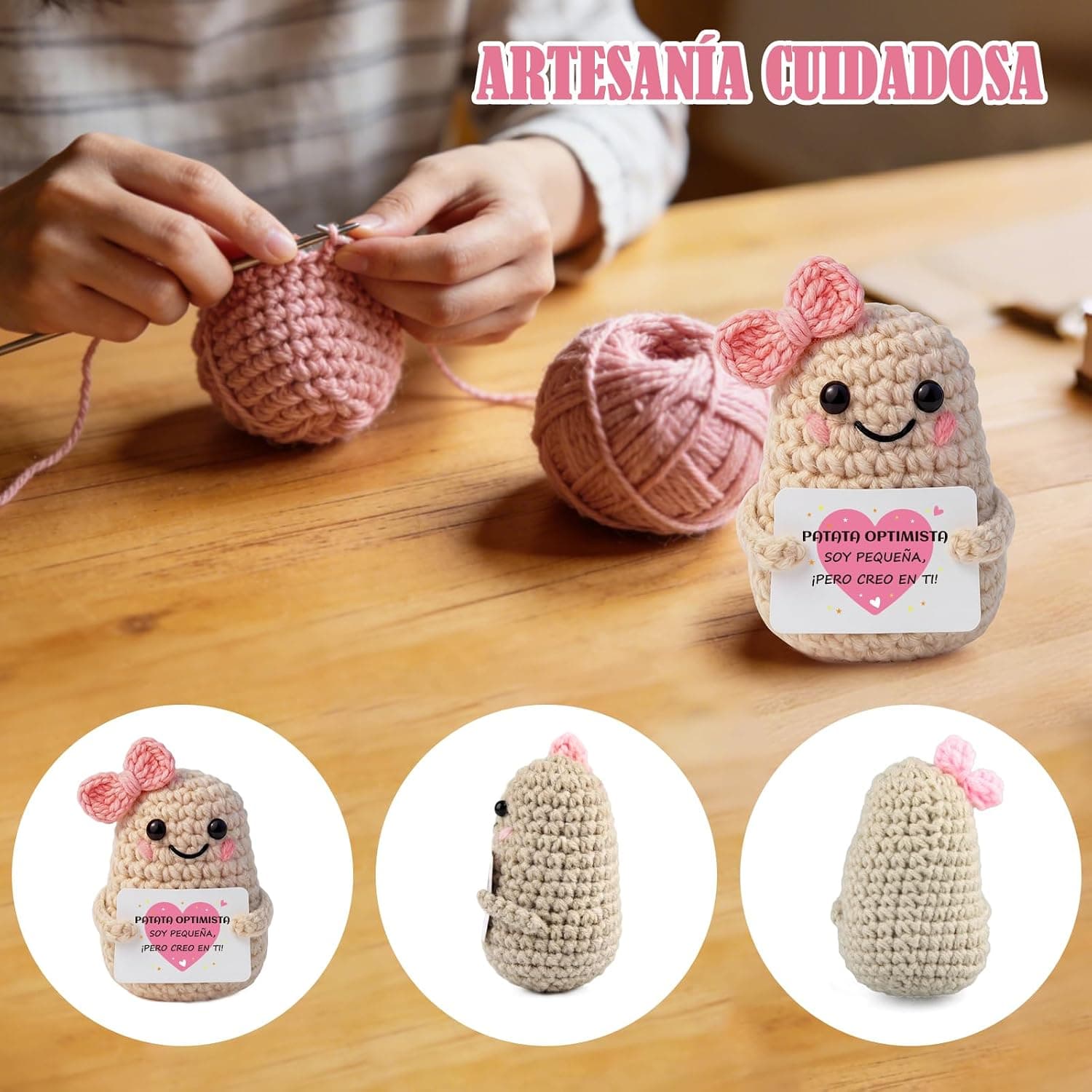 Muñeca Patata de Ganchillo con Llavero y Tarjeta, foto 3