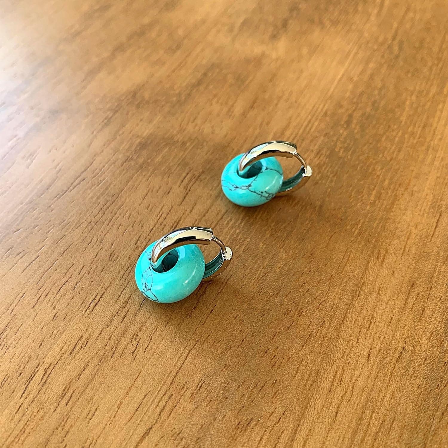 Pendientes de aro con piedra natural, foto 3