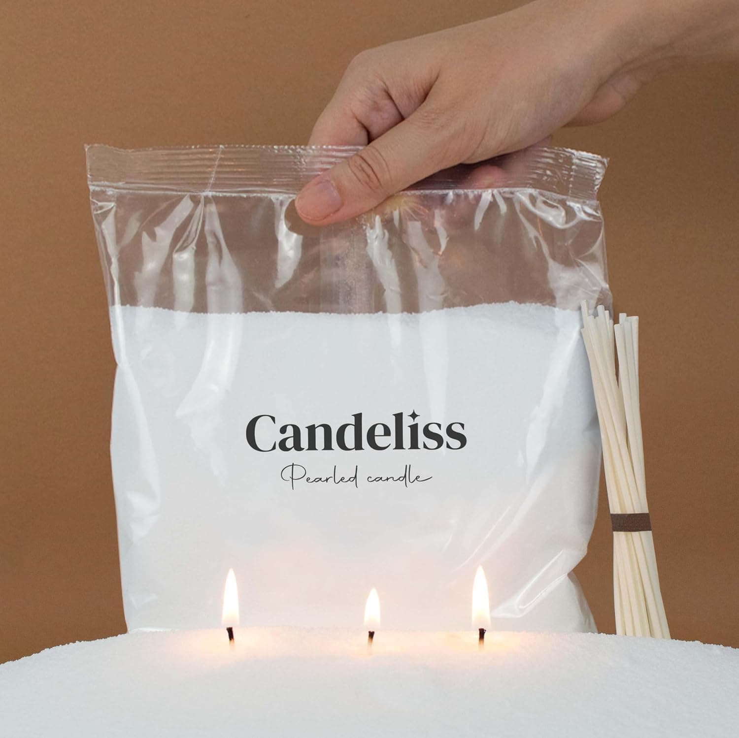 Tres kilos de perlas de cera vegetal Candeliss sin fundir