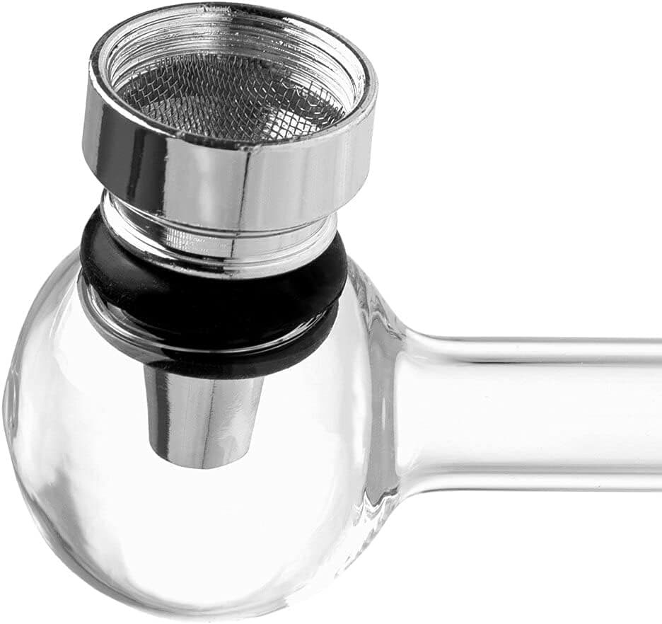 Pipa de cristal transparente con cazoleta metálica, foto 2