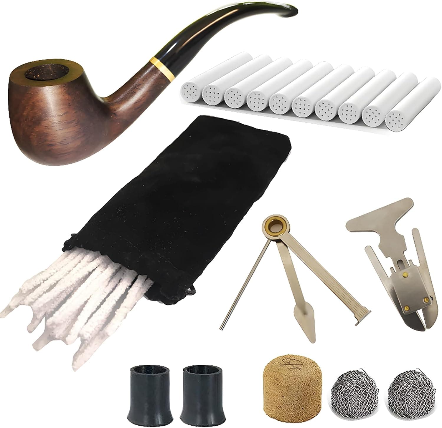 Pipa de madera premium con su kit de accesorios de limpieza