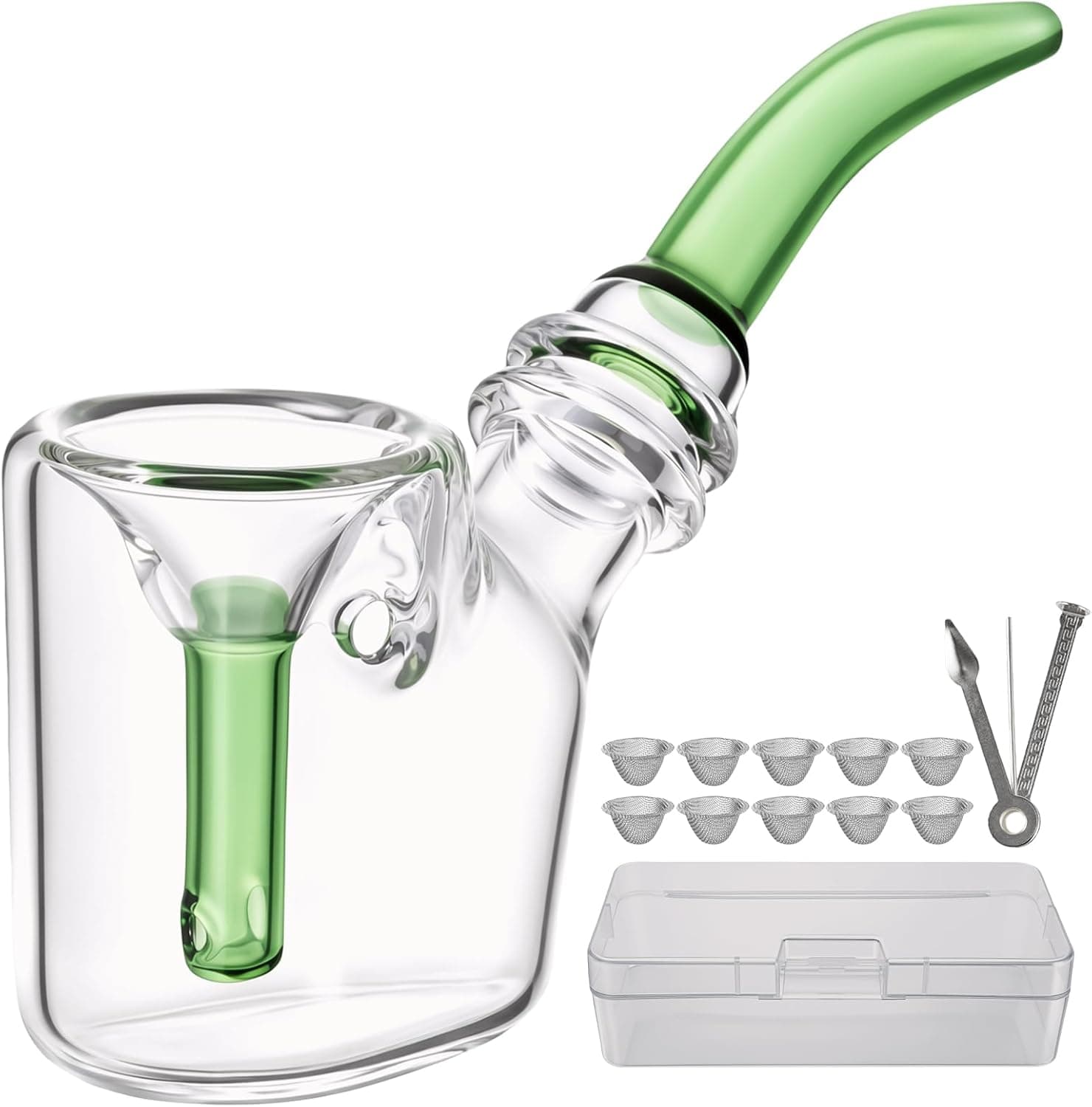 Pipa de vidrio de borosilicato con estuche de almacenamiento