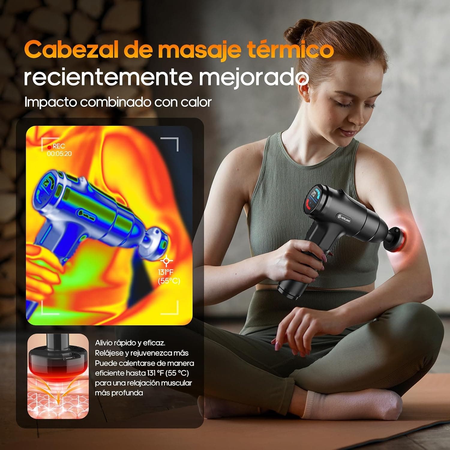 Pistola de Masaje Muscular AERLANG con Calor y Siete Cabezales, foto 2