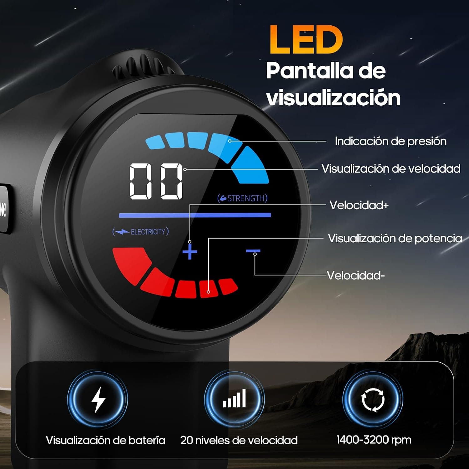 Pistola de Masaje Muscular AERLANG con Calor y Siete Cabezales, foto 3