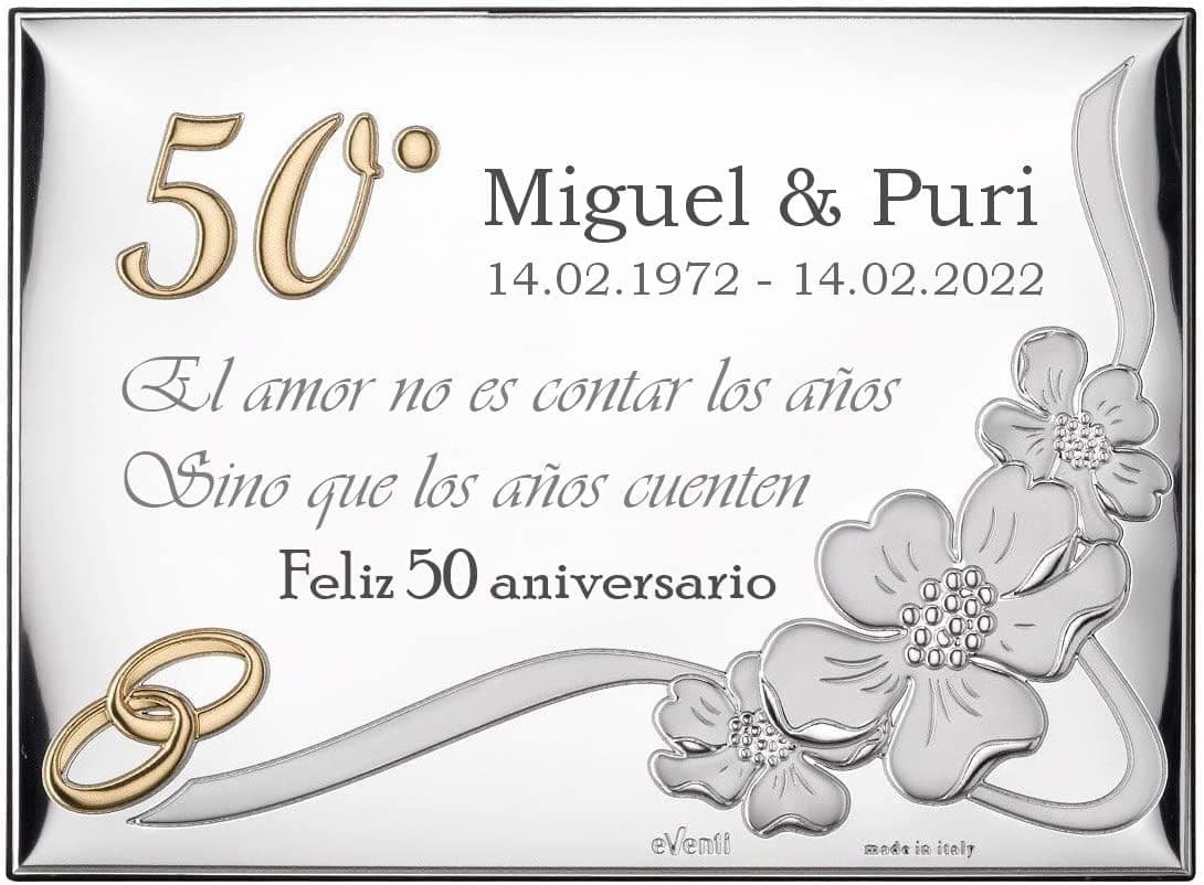 Placa conmemorativa de 50 aniversario en plata bilaminada
