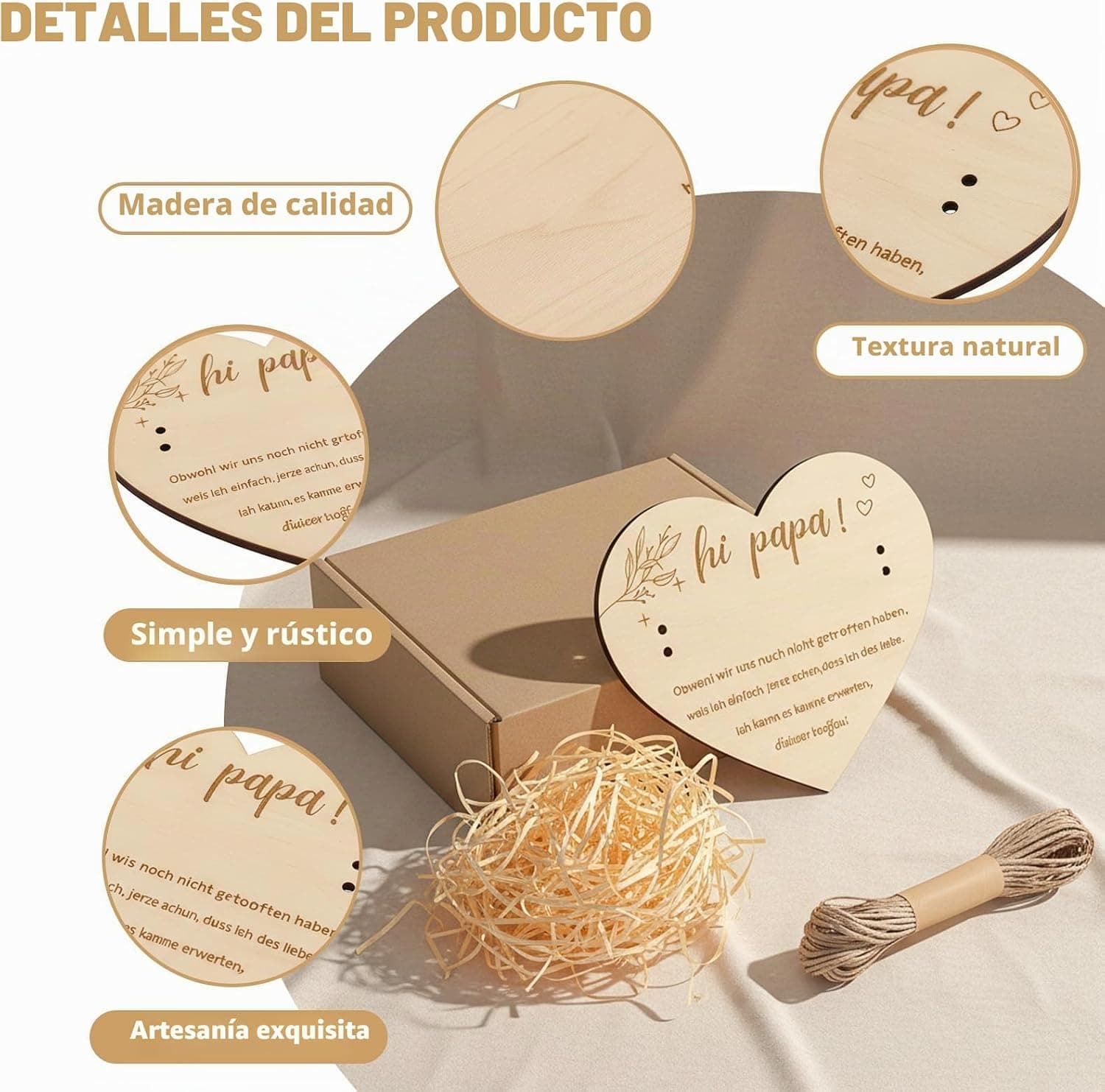 Placa de corazón de madera para anunciar el embarazo a los abuelos, foto 3