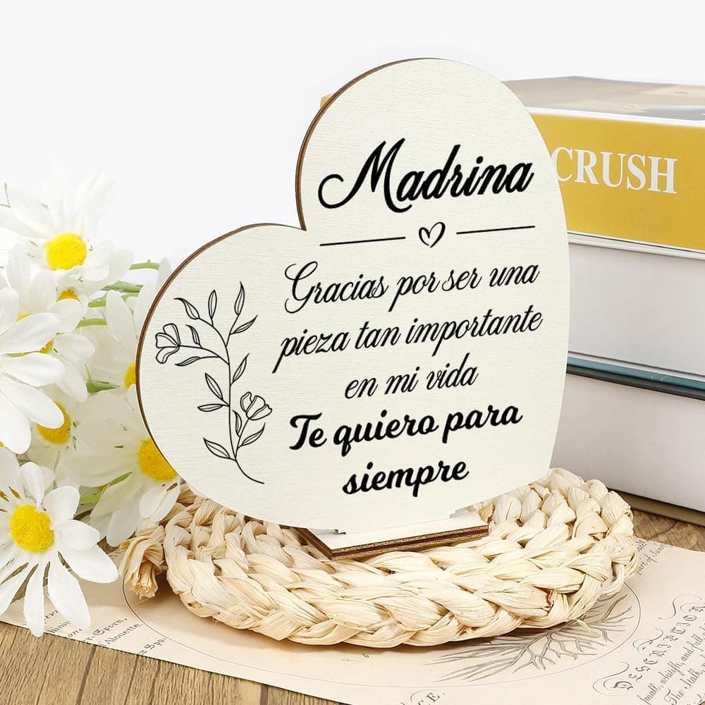 SereneGlow Corazón de madera «Madrina, gracias por ser una pieza tan importante en mi vida», foto 3