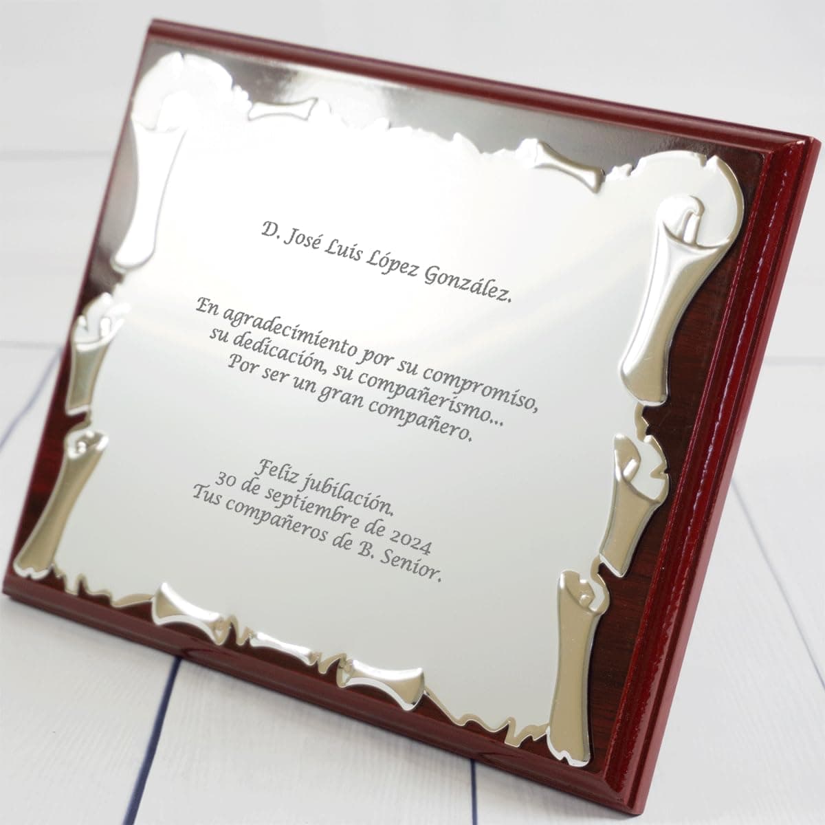 Placa de homenaje personalizada con texto grabado, foto 2