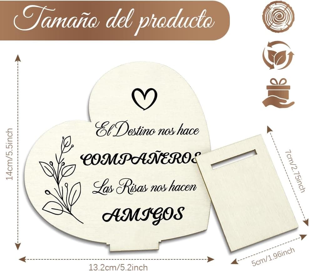 Placa de madera con forma de corazón para compañera de trabajo, foto 2