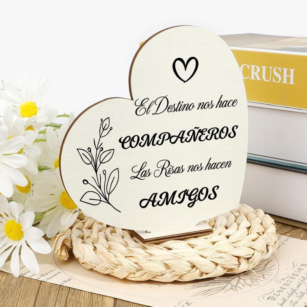 Placa de madera con forma de corazón para compañera de trabajo, foto 3