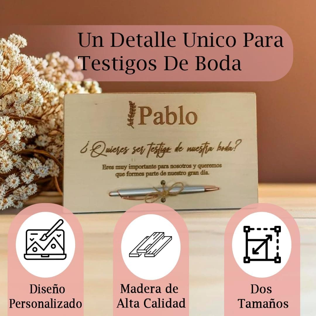 Placa de Madera Personalizada para Testigos de Boda, foto 2
