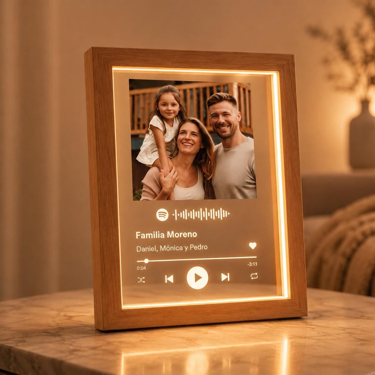 Placa con Luz LED Personalizada con Foto y Canción de Spotify, foto 3