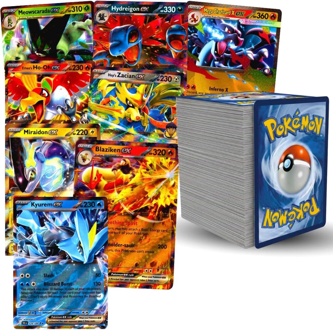Lote de 101 cartas Pokémon en inglés con cartas holográficas visibles