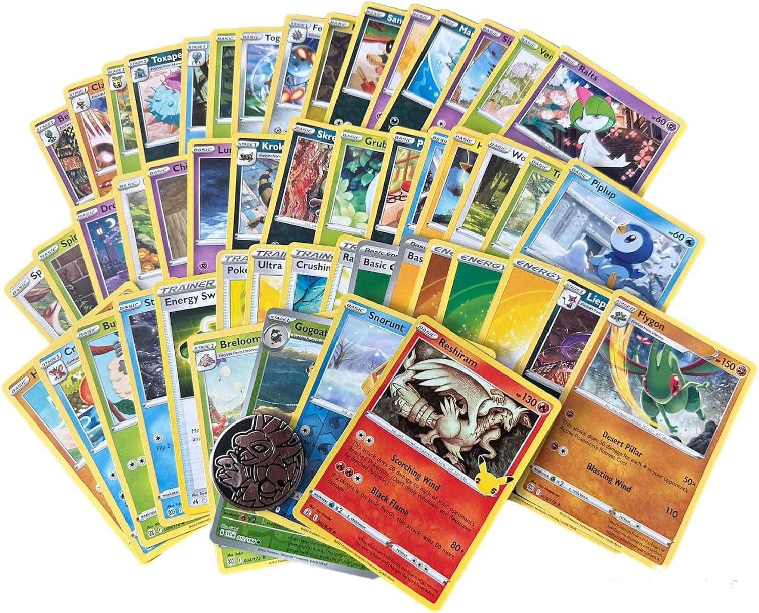 Selección de cartas del lote mostrando algunas con acabado Holo