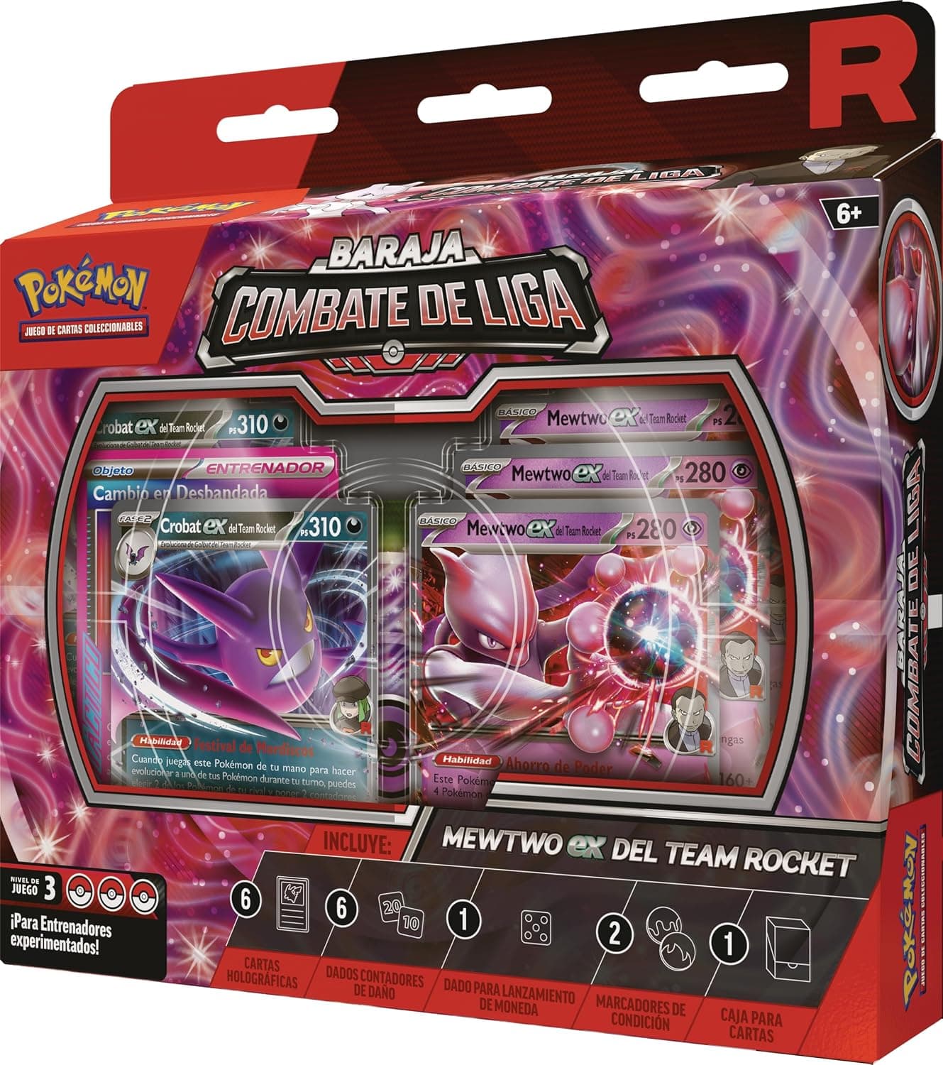 Detalle de la carta holográfica de Mewtwo ex