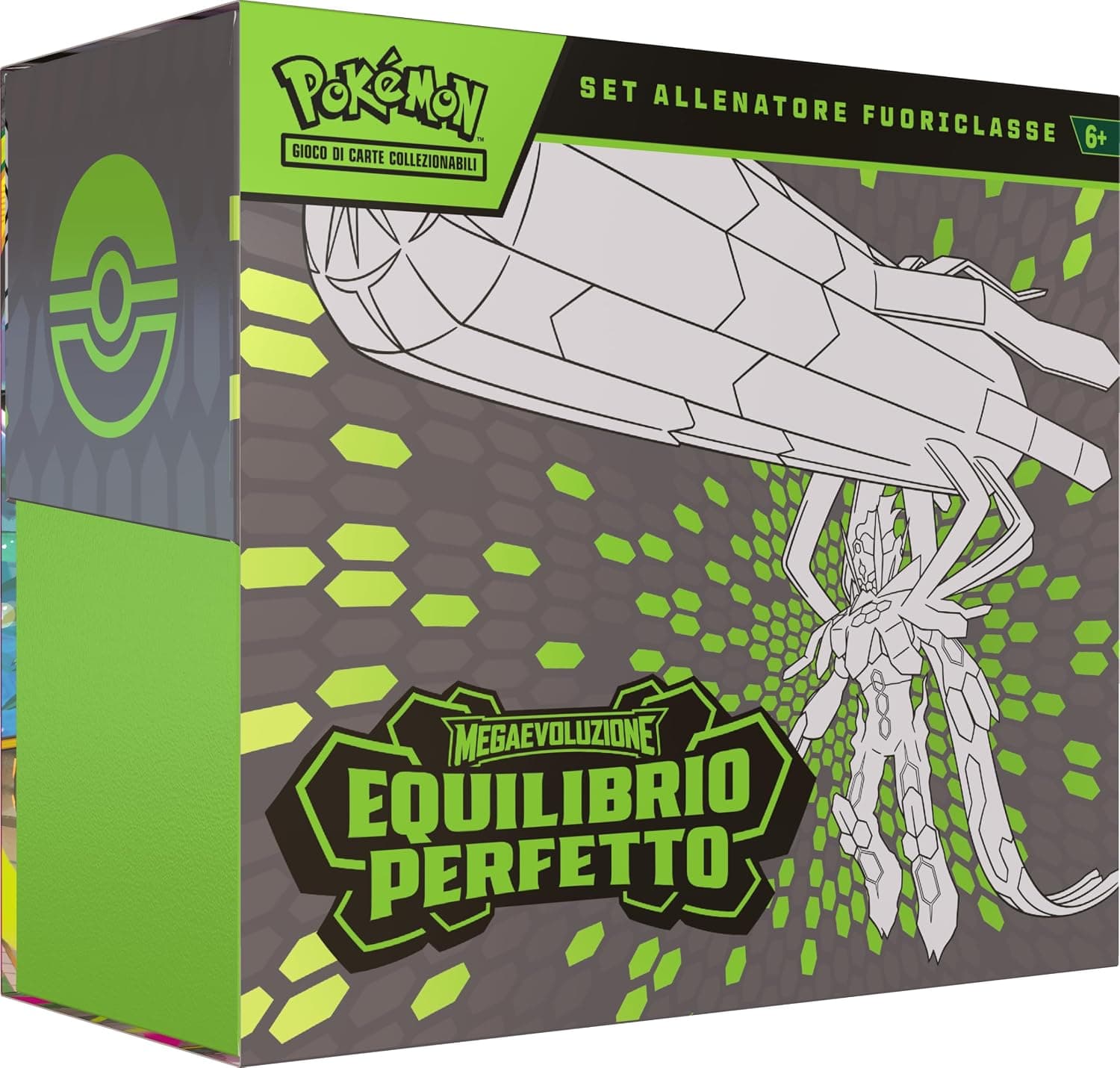 La caja del Juego de Entrenador Megaevolución Equilibrio con la ilustración de Tyrunt